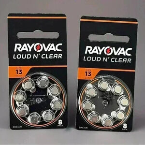 RAYOVAC LOUD N'CLEAR Size 13 Hearing Aid Batteries 2 Pack 8 Batteries Exp 6/25